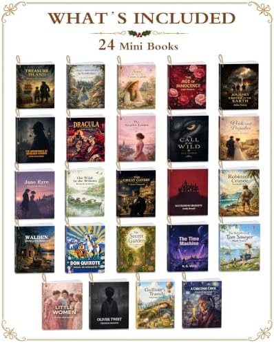 Mini Book Advent Calendar 2026 for Book Lovers, 24 Christmas Ornaments