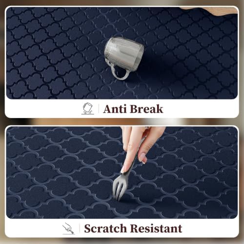Arenarug Upgrade Scalloped Kitchen Mats for Floor 2PC, Navy Kitchen Rugs