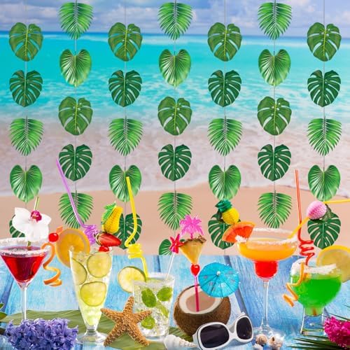 Xinnun Hawaiian Garlands Tropical Rainforest Palm Leaves Decorations