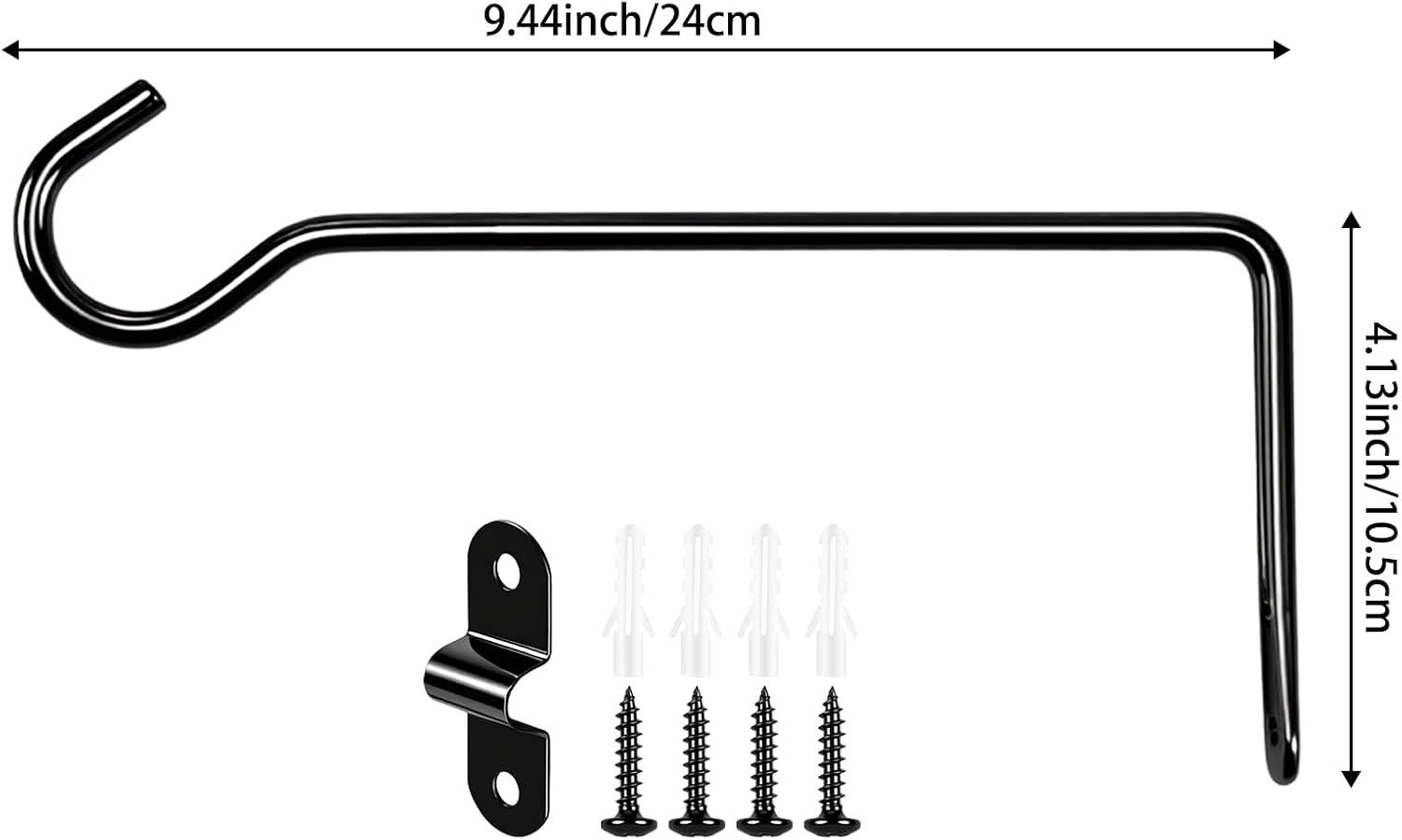 Metal Plant Hanger / Black / 9.4 In-straight Hook / Set of 2