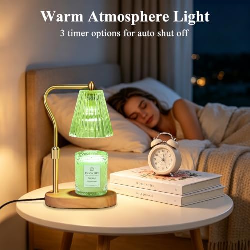 Green Candle Warmer Lamp with Timer Dimmer Adjustable Height,Birthday Gifts for WomenElectric Wax Warmer Vintage Home