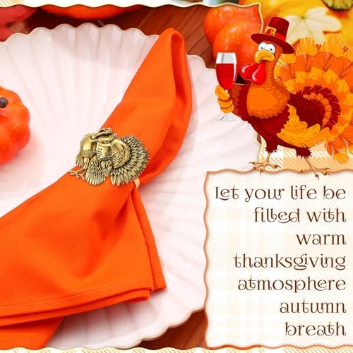 WILLBOND 12 Pcs Thanksgiving Napkin Rings Set Turkey Bird Themed Holders