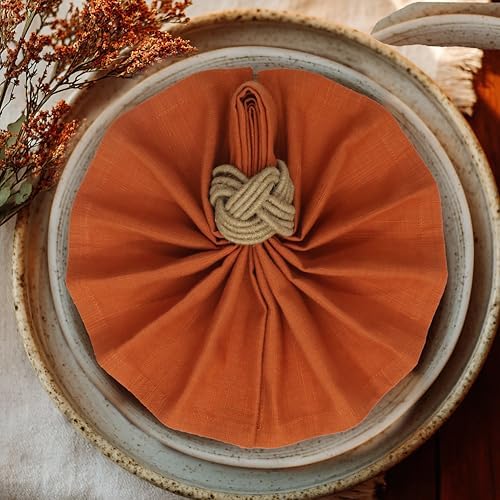COTTON CRAFT Jute Napkin Ring - 12 Pack Handmade Nautical Knot Napkin Rings