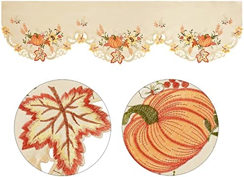 Simhomsen Embroidered Pumpkins Mantel Shelf Top Scarf Runner for Thanksgiving (86 × 17 inches)