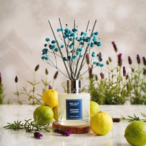 Airkeep Reed Diffuser Set,3.38 fl oz (100 ml) - Bergamot Lavender Oil Diffusers with 8 Reed Sticks, Home Fragrance Reed