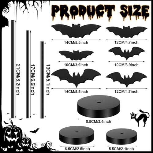 Geetery 6 Pieces Halloween Table Decorations Wood Bat Decor, Black