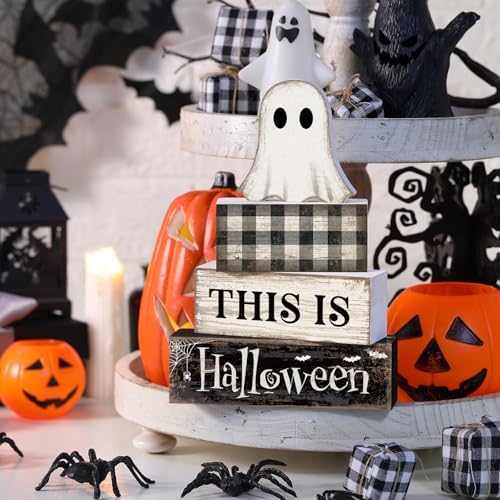 Lineshading 4 Pcs Halloween Table Decor For Home Ghost Tiered Tray Decor