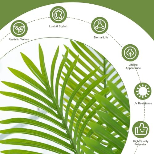 4ft Artificial Palm Tree Tall Faux Palm Tree Indoor Large Fake Plants with 12 Trunks Artificial Plants with White Pot