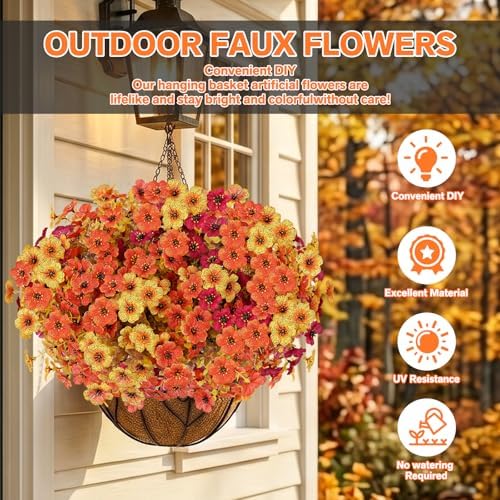 13 Bundles Artificial Fall Flowers Fake Mums for Outdoor (Autumn Colors)