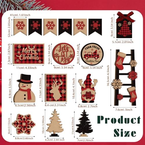Funnymoom 17 Pcs Christmas Tiered Tray Decor Set Xmas Tray Decorations