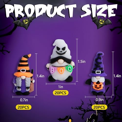 60 Pcs Halloween Mini Gnome Figurines, Miniature Gnomes Table Decoration