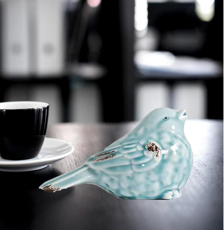 Ceramic Birds Statues Home Decor Modern Style Decorative Ornaments Animal Figurines / Light Blue A