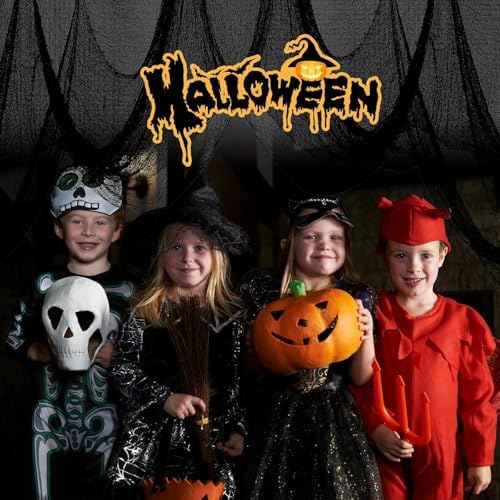 Yobbai 6 Pack Black Creepy Cloth - Halloween Decorations - 30x72 Inch Cotton Fabric - Spooky & Creepy for Indoor/Outdoor Haunted House & Party