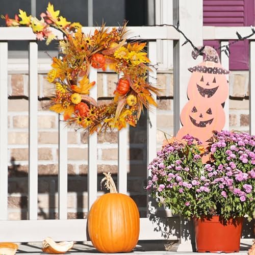 19In Fall Wreaths Front Door Decor for Home Autumn Thanksgiving