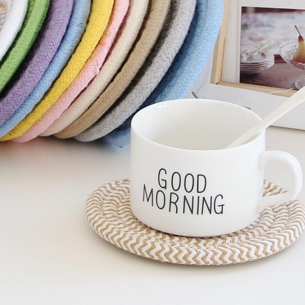 Holder / Handmade Woven Cotton Coasters / Colors 8 / 4.3 Inch / Set of 8