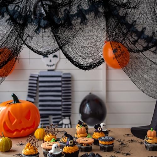 AROIC 9 Pack Halloween Decorations, 30 x 72 Inch Black Spooky Creepy Cloth