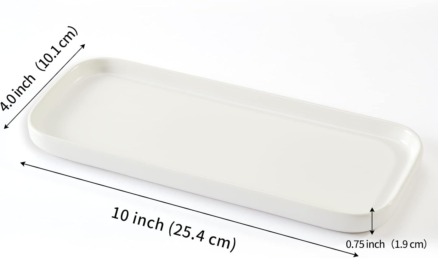 Ceramic Bathroom Tray / White / 9.8 x 3.9 x 0.7