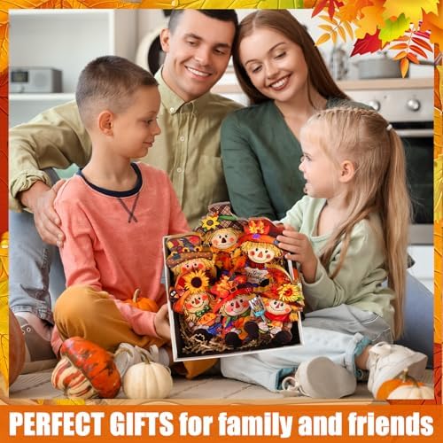 DoubleFill 6 Pcs Fall Scarecrow Table Decoration Wooden Scarecrow Figurines