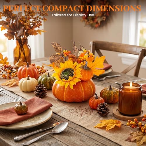 DomeStar Pumpkin Decor, Fall Centerpieces for Tables, Artificial Pumpkins