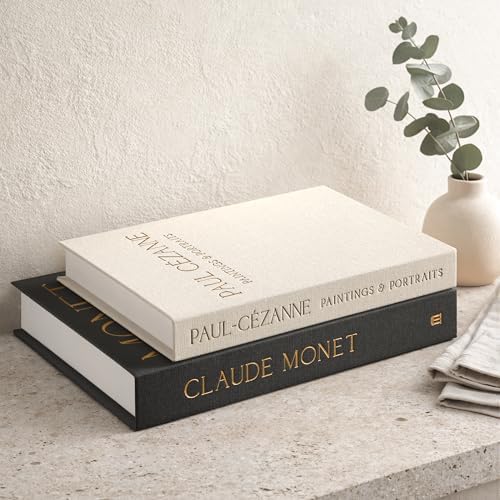 Faux Decor Book Storage Box for Decoration / Grey&beige - Mid Century / 2 Book Set / Set of 2