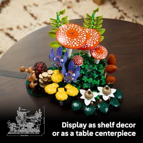 LEGO Botanicals Woodland Mushrooms - Building Set for Adults, Ages 18+ - Mushroom Decor for Home Office or Desk - Gifts