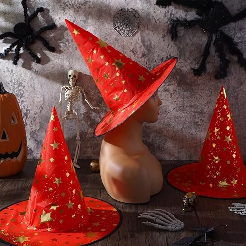 Newcotte 16 Pieces Witch Hats Halloween Costumes for Women Men Modern Witch Hats Fancy Dress Party Decorations