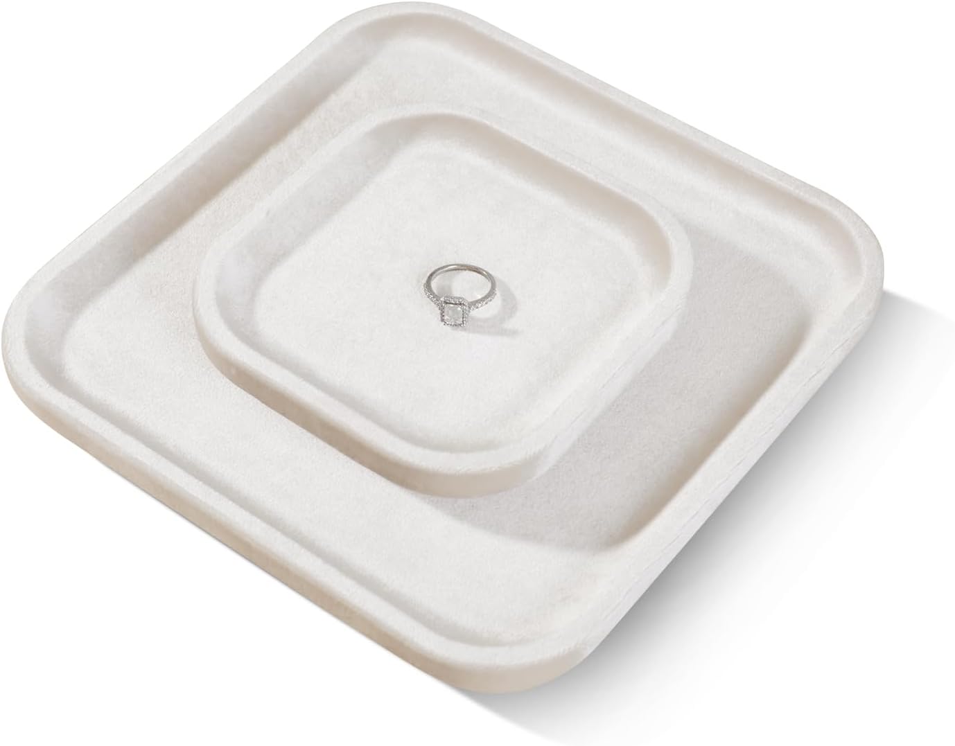 Resilient Velvet Jewelry Display Tray for Ring Earrings Bracelet Necklace / Light Beige / 4.7 x 4.7