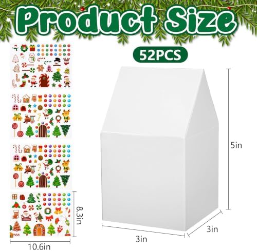 52 Set Christmas Crafts Gingerbread House Kit, Cardboard House Decorations
