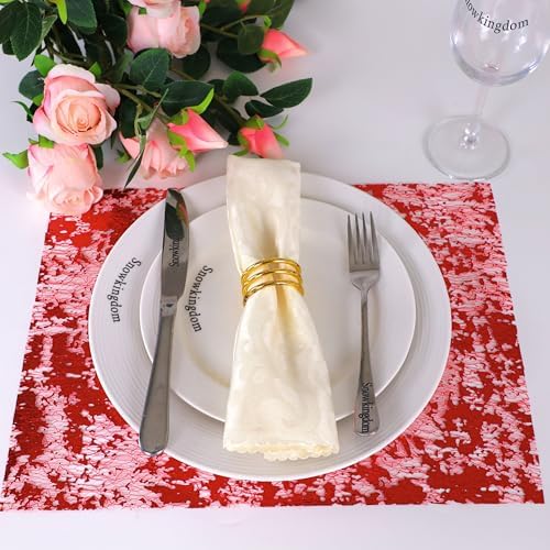 Snowkingdom Red Sparkly Table Runner Sequin Glitter Metallic Foil Mesh Runner 11 Inch x 100 Feet Romantic Wedding Reception Anniversary Birthday Party Bridal Shower Mother's Day Table Decoration