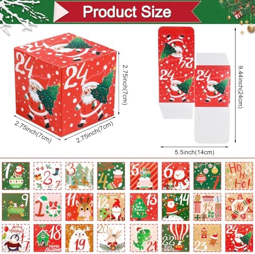 ONESING 24 Pcs DIY Christmas Advent Calendar Boxes for 2026, 24 Days Countdown Calendar Gift for Adults and Kids Christmas Cardboard Number Boxes Make & Fill Your Own Advent Calendar Boxes