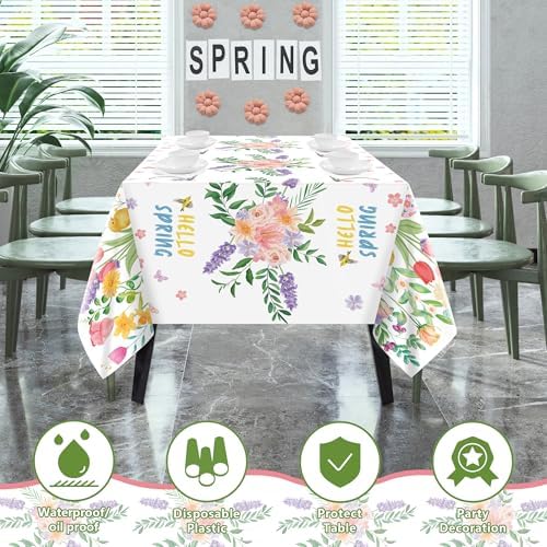 Summer Party Decorations - Summer Decorations for Home - 2 Pack Disposable Plastic Tablecloth | Floral Tablecloth for Mothers Day Wildflower Butterfly Birthday Garden Party Decorations