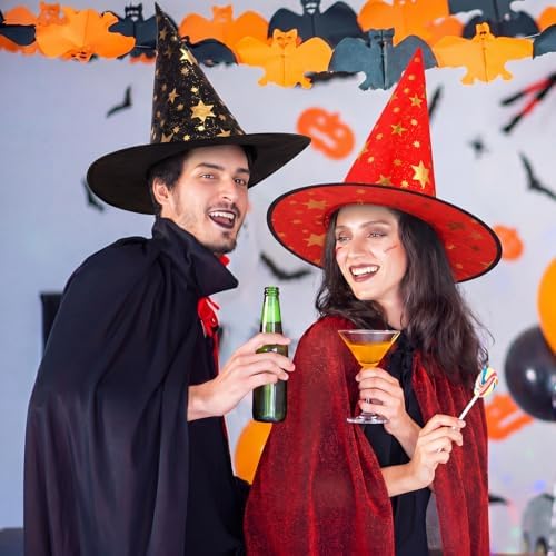 Newcotte 16 Pieces Witch Hats Halloween Costumes for Women Men Modern Witch Hats Fancy Dress Party Decorations