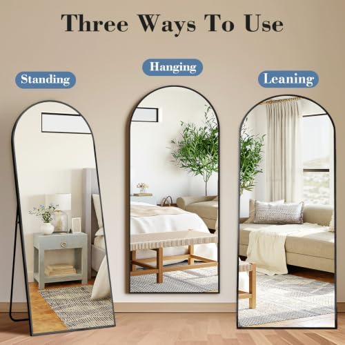 DUMOS 56"x15" Arched Full Length Mirror with Stand, Full Body Floor Mirror