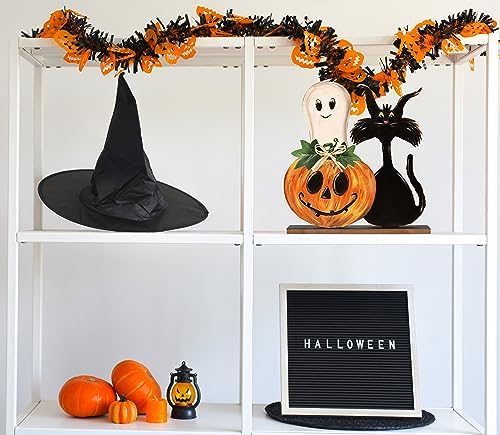Halloween Decorations Indoor Halloween Wooden Signs Pumpkin Ghost Decor Table Signs Rustic Farmhouse Home Living Room Decor