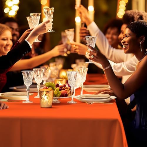 6 Pack Premium Disposable Plastic Tablecloth 54" x 108" Party Table Cloths Disposable for 6 to 8 Foot Tables Indoor or Outdoor Birthdays Weddings Christmas Anniversary Buffet Table (Orange)