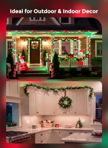 Minetom Red & Green Christmas String Lights 100 Count 20 Feet, Green Wire