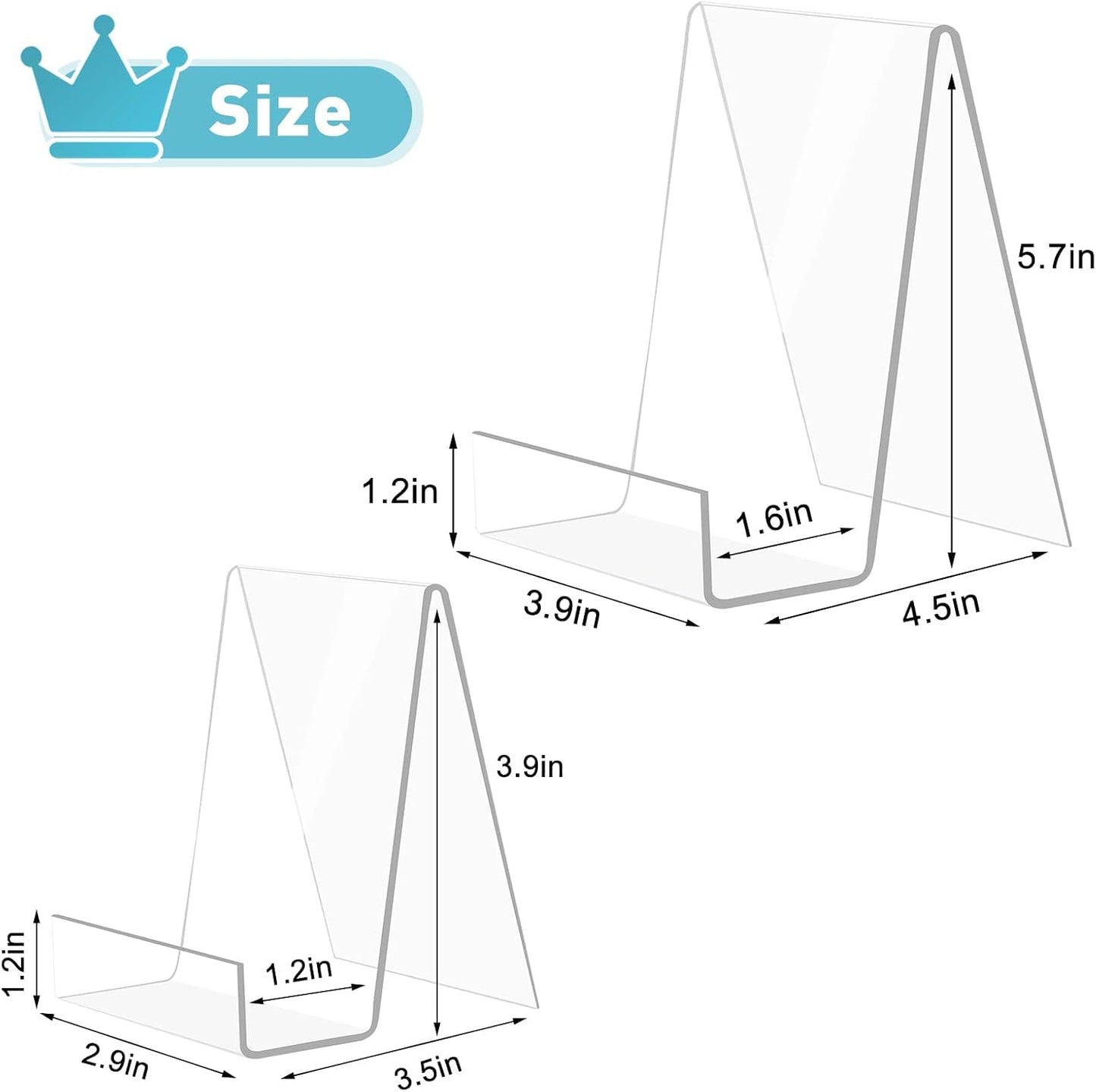 Acrylic Book Stand Thickened Clear Book Display / Clear 2mm/thick / 6 Large+4 Small / Set of 10