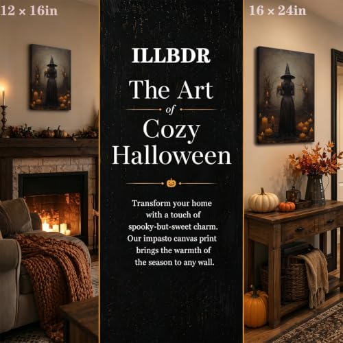 ILLBDR Halloween Gothic Witch in Forest Canvas Wall Art 12x16 inch
