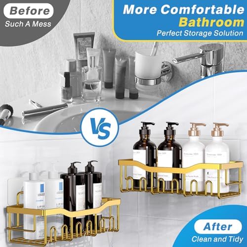 Shower Caddy 5 Pack,Adhesive Shower Organizer for Bathroom Storage&Home Decor&Kitchen,No Drilling,Large