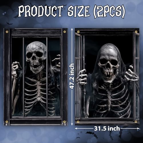 2 Pcs Scary Halloween Window Decorations