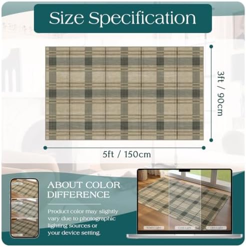 3x5 Buffalo Entry Rug - Washable Indoor Outdoor Mats for Front Door