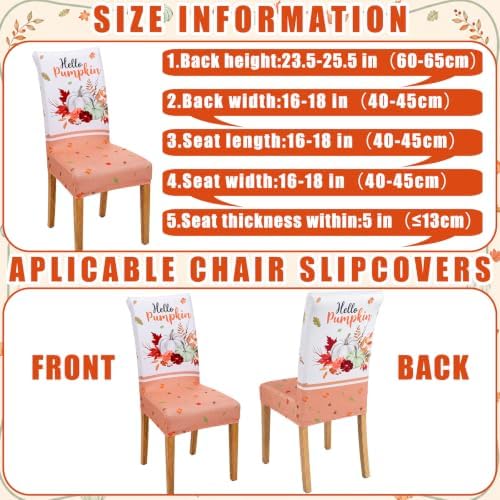 Mindsoft 6 Pcs Fall Pumpkin Style Chair Covers Autumn Dining Slipcovers
