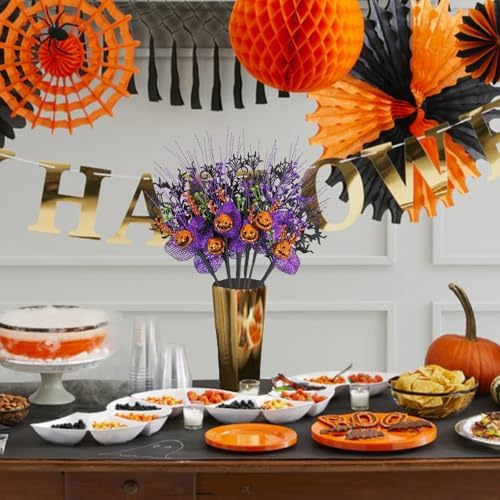 Krissing 6pcs Halloween Picks Branches with Pumpkins