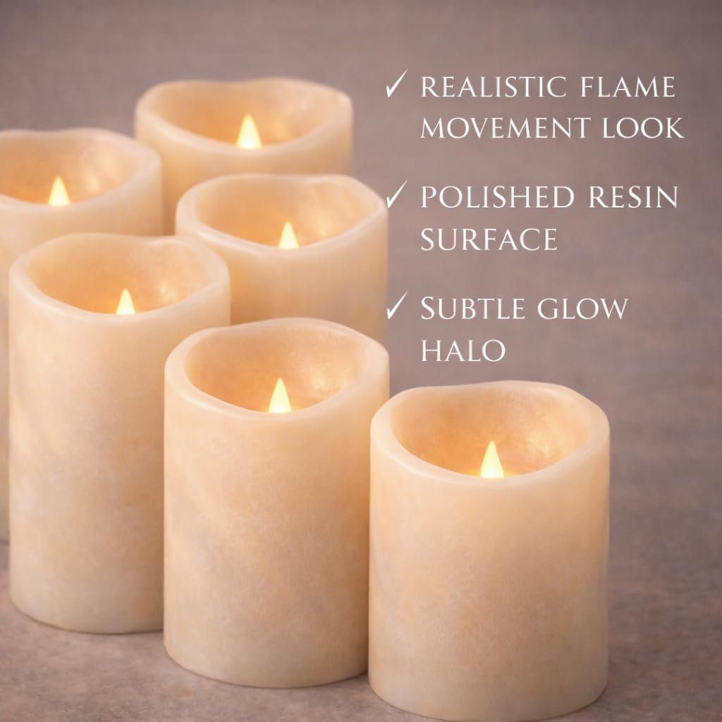 Enido 9pcs Flameless Flicking LED Candles with Remote, Battery Operated Outdoor Waterproof Candles, Electric Candle for