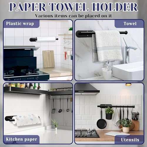 Black Paper Towel Holder, Self Adhesive Paper Towel Holder Under Cabinet