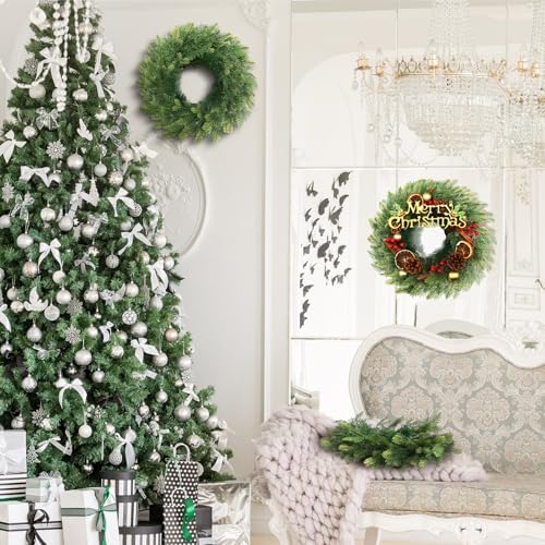 Zeyune 4 Pcs 14" Christmas DIY Green Wreath Artificial Wreath, Novel Style