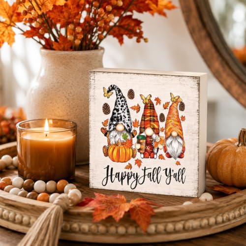Fall Decorations for Home Gnome Pumpkin Wood Sign Fall Decor