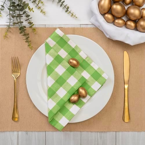 Blue Needles Gingham Buffalo Plaid Cotton Dinner Napkins Set of 12-18"x18"