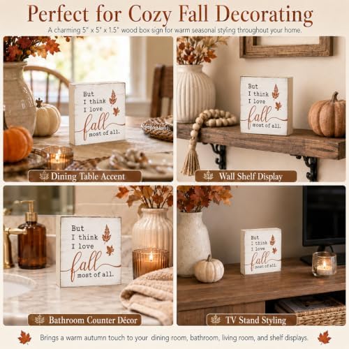 Fall Bedroom Decor Sign | I Think I Love Fall Most Of All Quote Wall Art