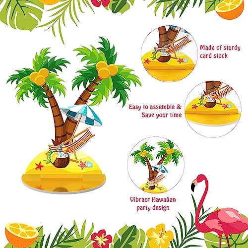 Namalu 16 Pcs Hawaiian Table Decorations Luau Table Centerpieces Aloha Tiki for Tropical Pineapple Centerpieces Hawaii Theme Summer Beach Birthday Party Supplies(Hawaiian Theme)